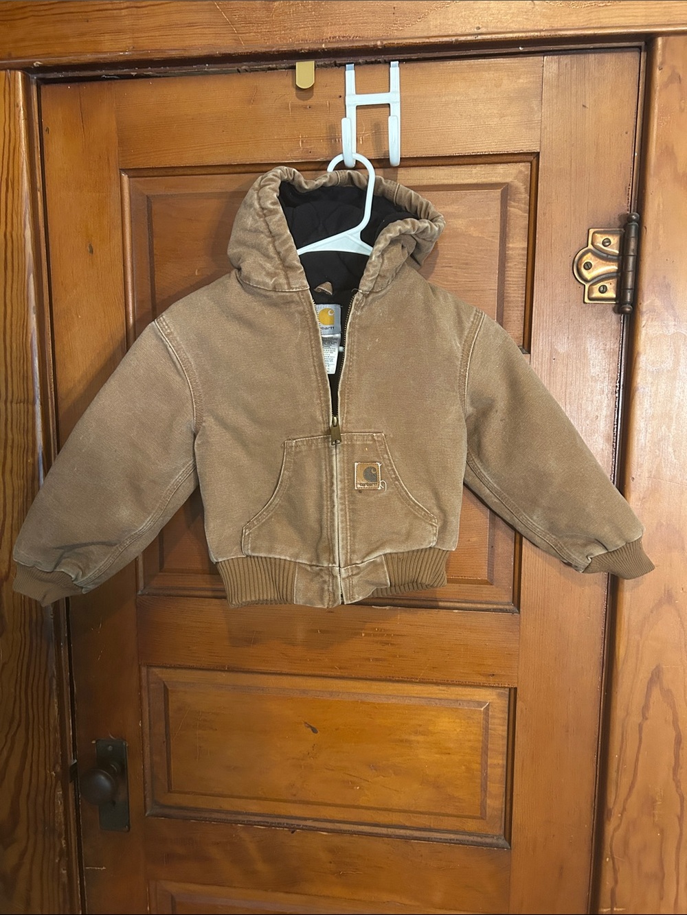 Carhartt Kids Tan Hooded Duck Canvas Puffer Jacket